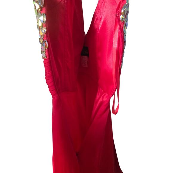 Y2K Short Prom Dress La Femme Rhinestone Tulle Hot Pink SZ 0 Homecoming Dance - Picture 5 of 10